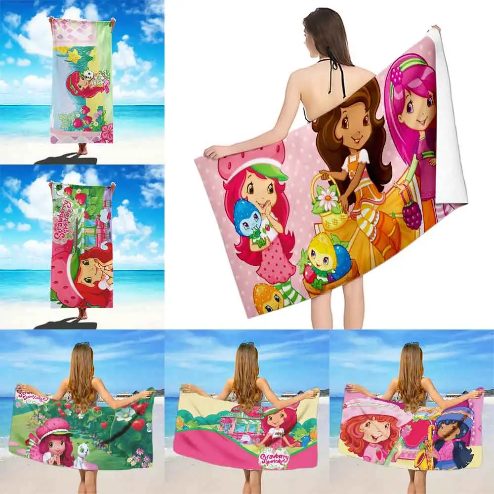 

Strawberry-shortcake Beach Towel Microfiber Sand Free Quick Dry Soft Sandproof Pool Towels for Women Travel Gym Shower Camping