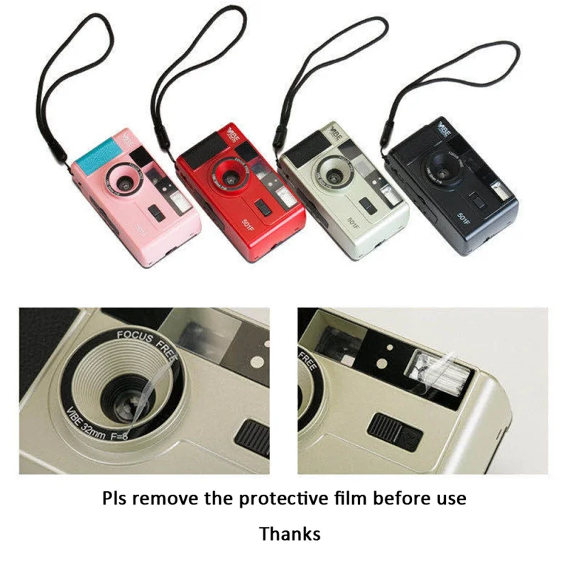 For German VIBE 501F Camera Reusable Non-Disposable Retro Film Camera 135 Film Fool With Flash Black/Red/Champagne Silver/Pink