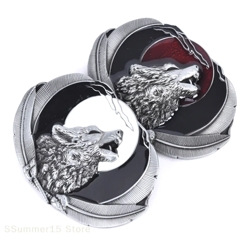

【R】Western Wolf Moon Men‘s Alloy Leather Belt Buckle Vintage Cowboy Buckle New