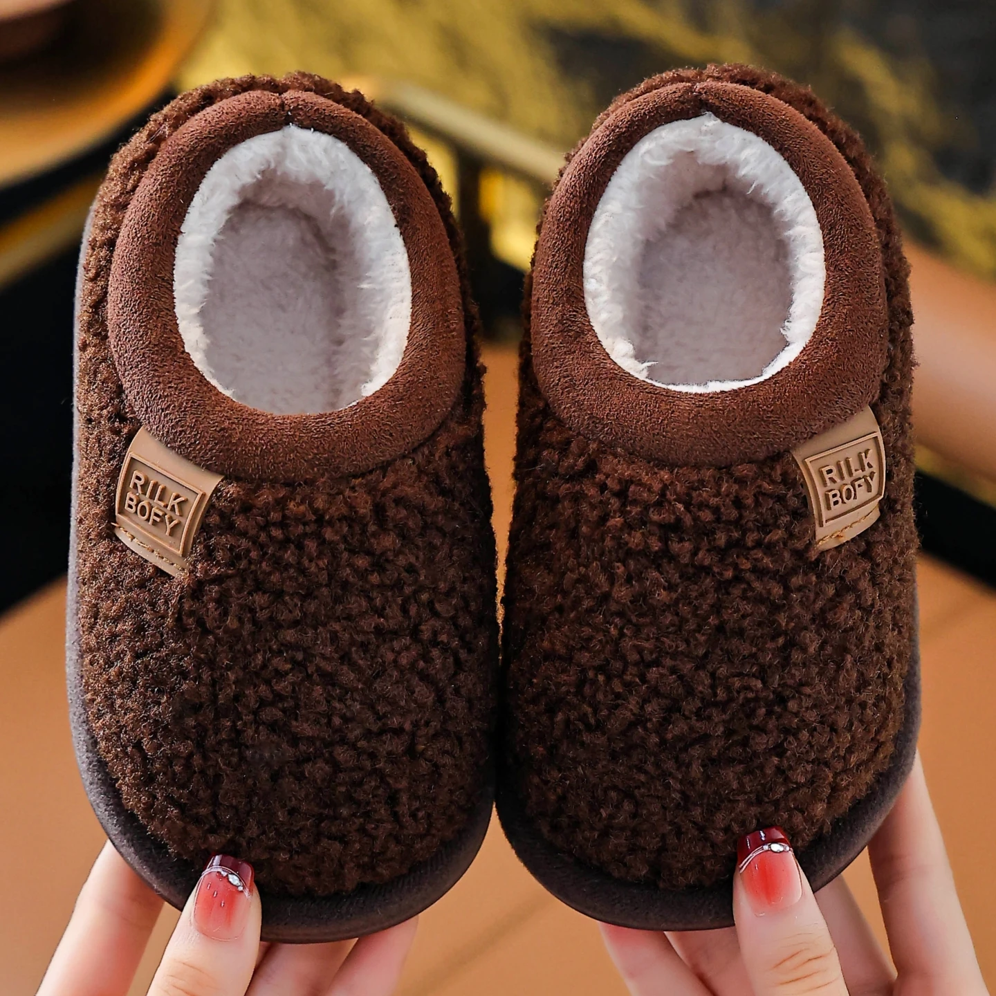 Children's Winter House Shoes, Boys & Girls, Simple Casual Comfortable Student Indoor Home Furry Shoes