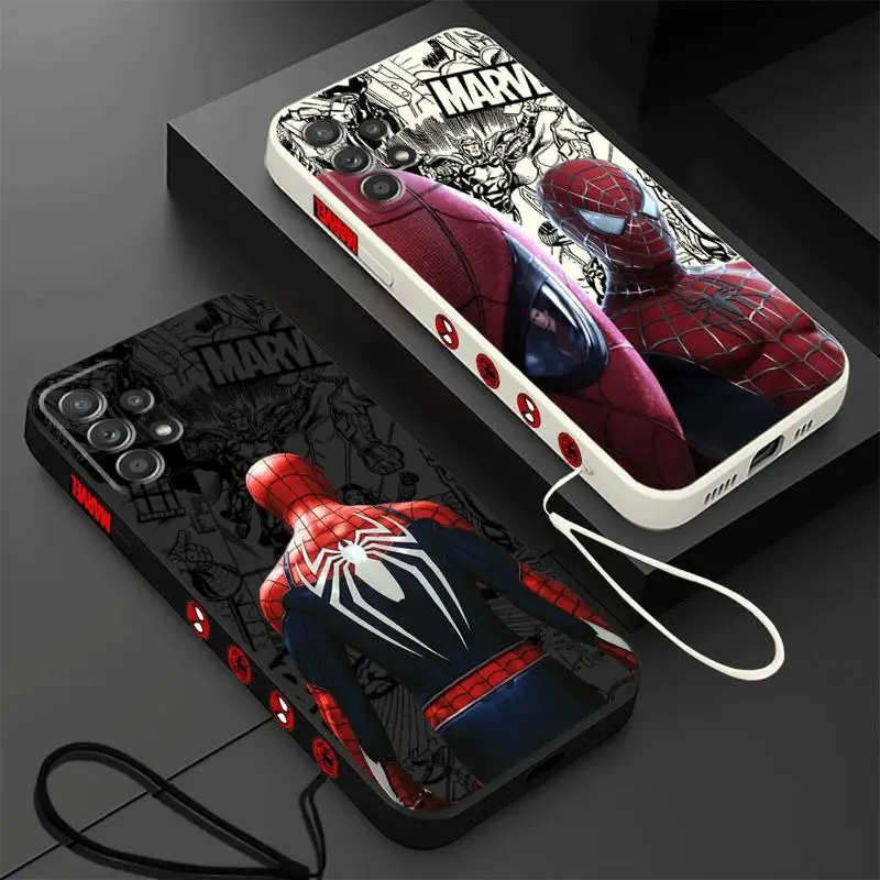 Marvel Cool Spider Man Case for OPPO A54s A53 A74 5G A38 A32 A5 2020 A18 A17 A16k A16e A15 A12 A11k A11 A7 Square Liquid Cover