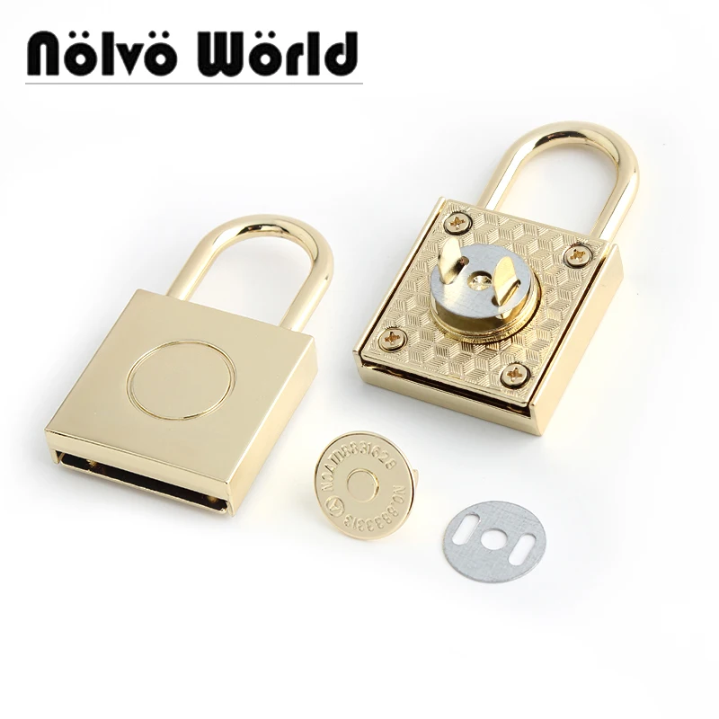 2-10Sets Metal Magnetic Square-shaped Closure Locks For Bags Shoulder Strap Belt Purse Padlock Decorative Buckles Accessories