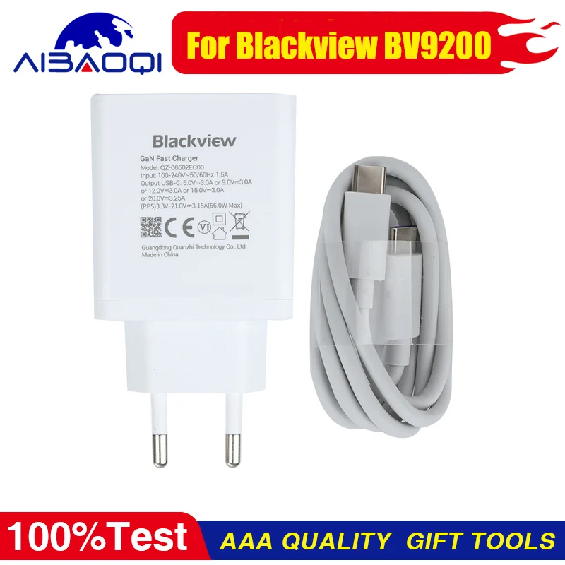 100% Original New Blackview BV9200 Charger Official Quick Charging Adapter + USB Cable Data Line Charger