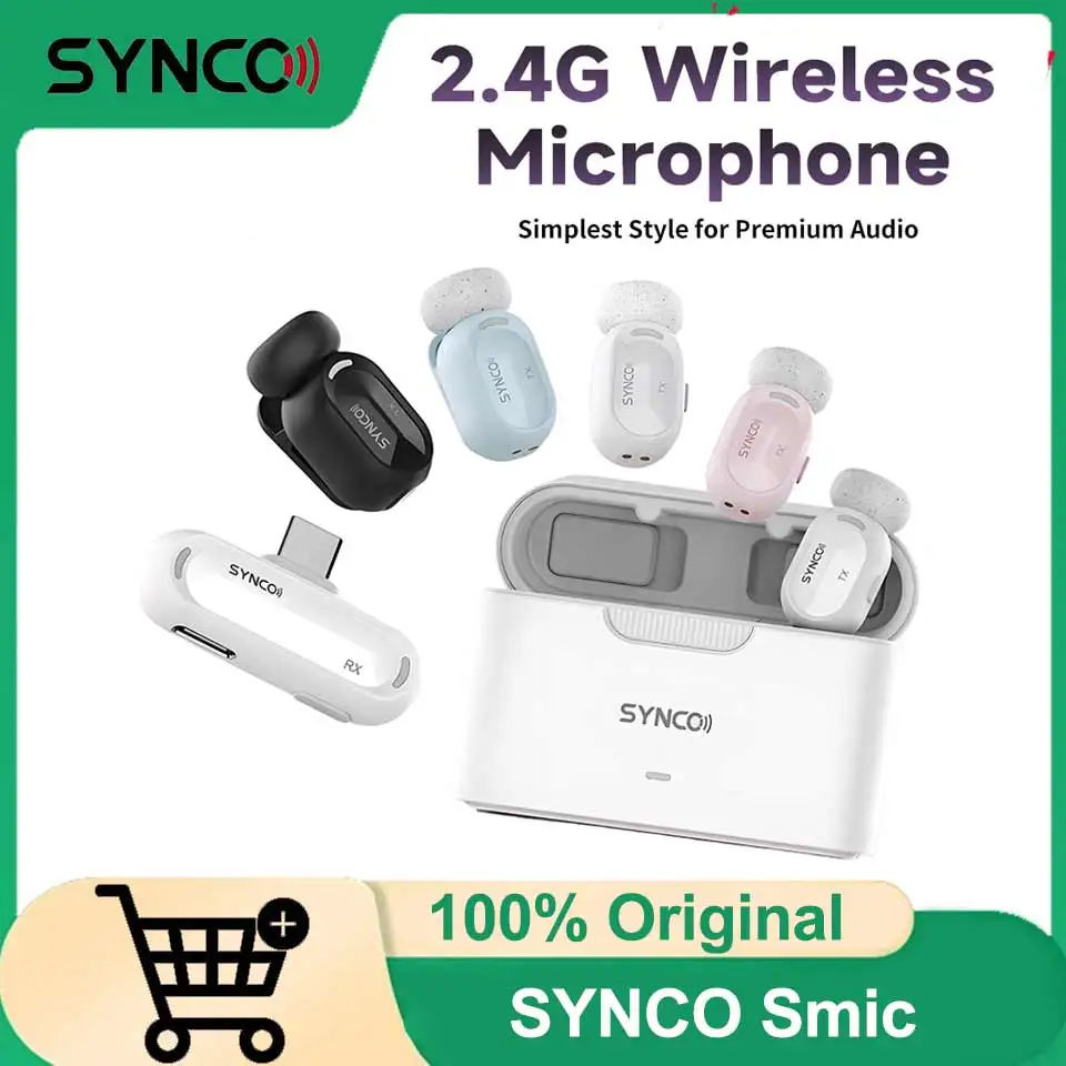 

SYNCO Smic 2.4G Wireless Lavelier Microphone AI Noise Cancellation Dual-Channel Lapel Microphone for Video Recording Vlogging
