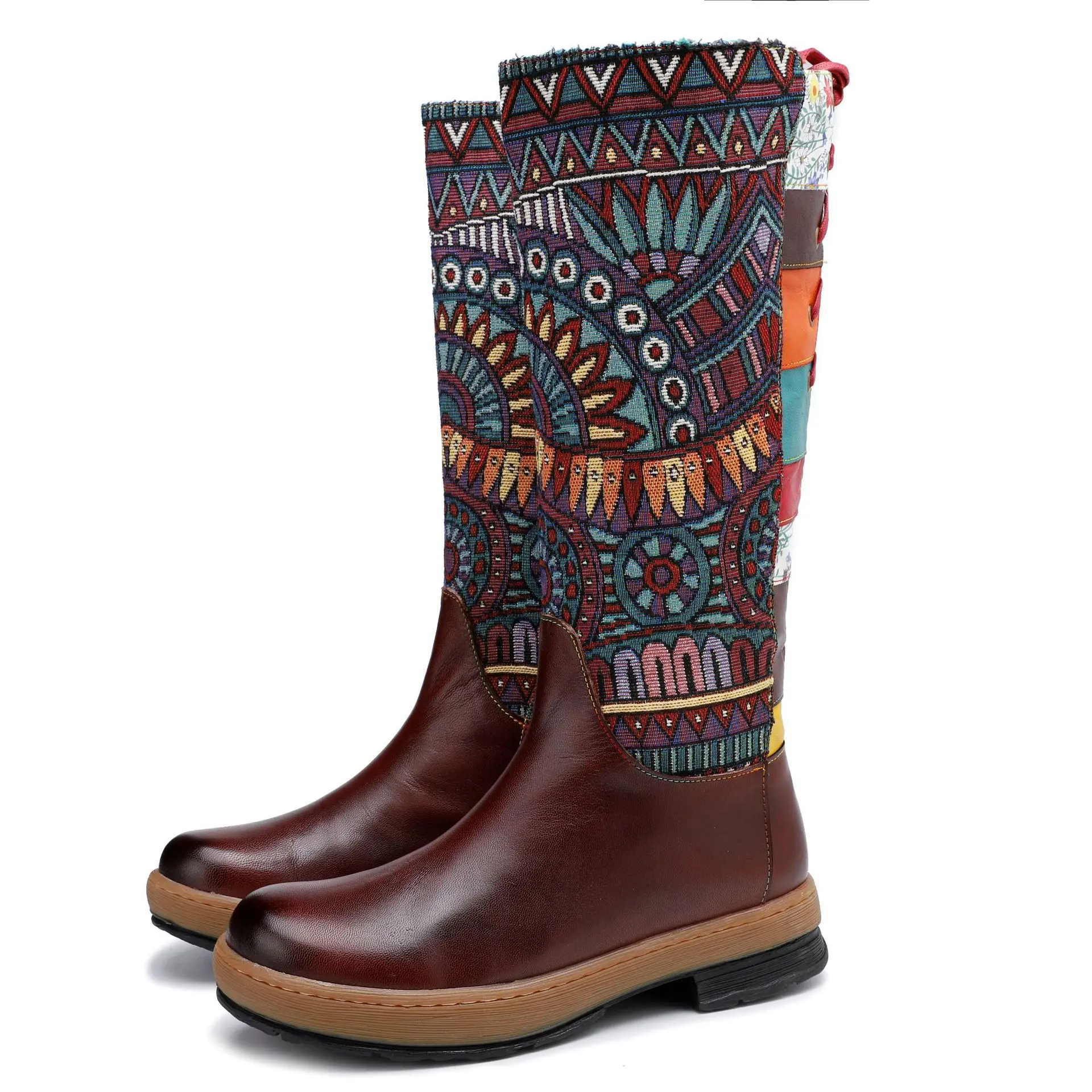 

Socofy Raffan Fashion Women's Boots Bohemian Style Adjustable Warm Winter Women's Boots