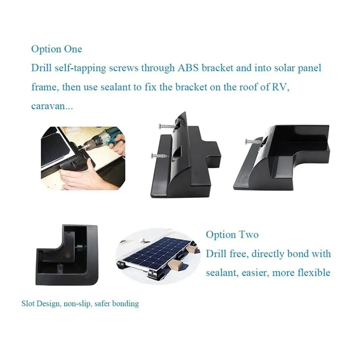 update. Solar Panel Mounting Brackets Corner Bracket Kit , Drill-Free Roof Mount for RV, Vehicles, Sheds, Boats,Garages