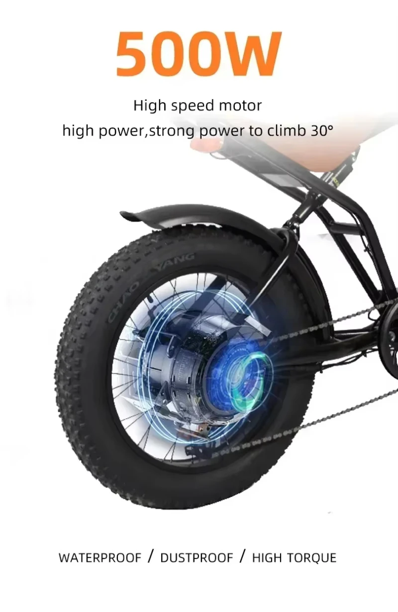 2024 New Electric Bicycle 500W Motor 15AH battery 26inch Fat tire Urban E-Bike Charging Time 5-6 Hours Long-Range Electric Bike