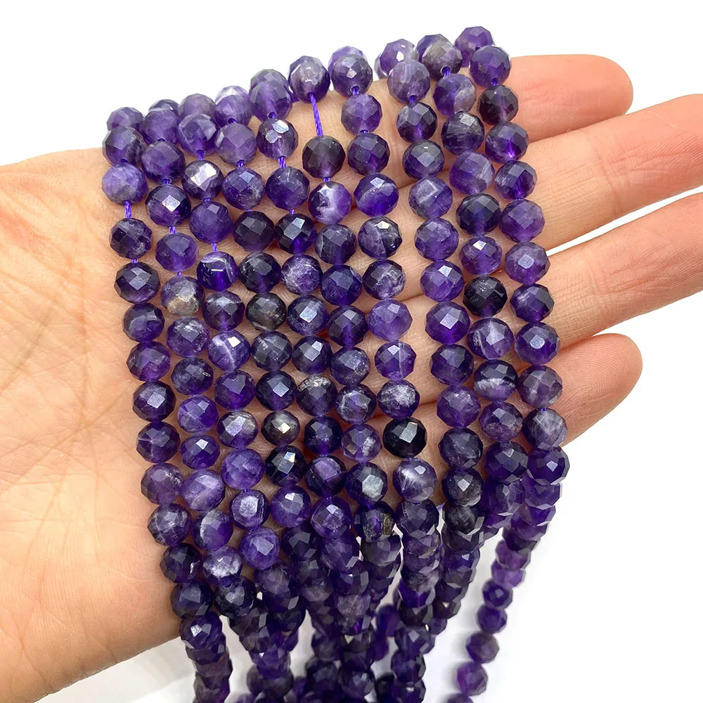 

Natural Stone 6mm Amethyst Beads Crystal Quartz Facet Loose Beads for Jeweley Making DIY Necklace Bracelet Accessories Supplies