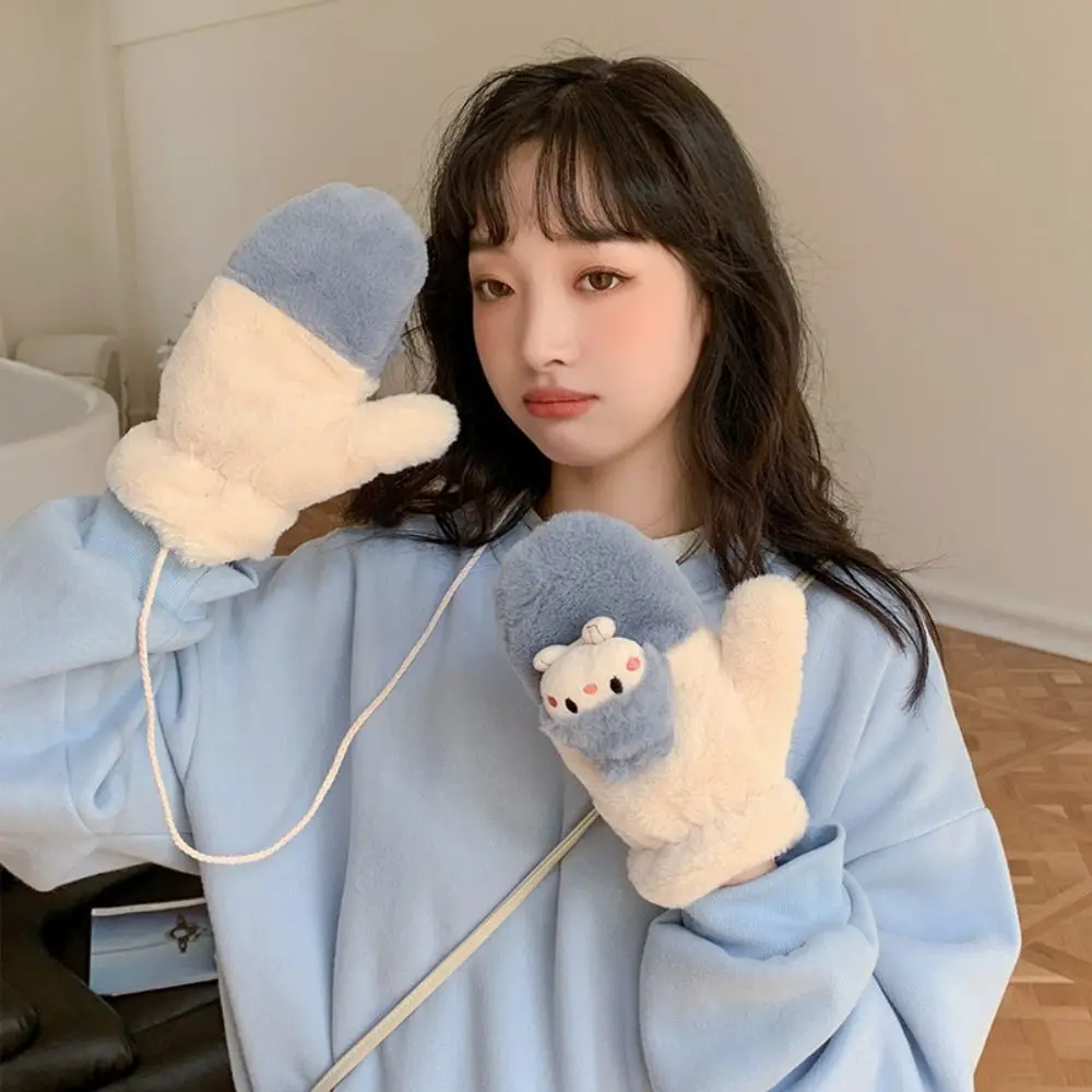 أزياء شاشة تعمل باللمس الكرتون القط الرسن قفازات الكورية نمط كامل فنجر القفازات يندبروف الدافئة ركوب الدراجات القيادة قفازات الشتاء