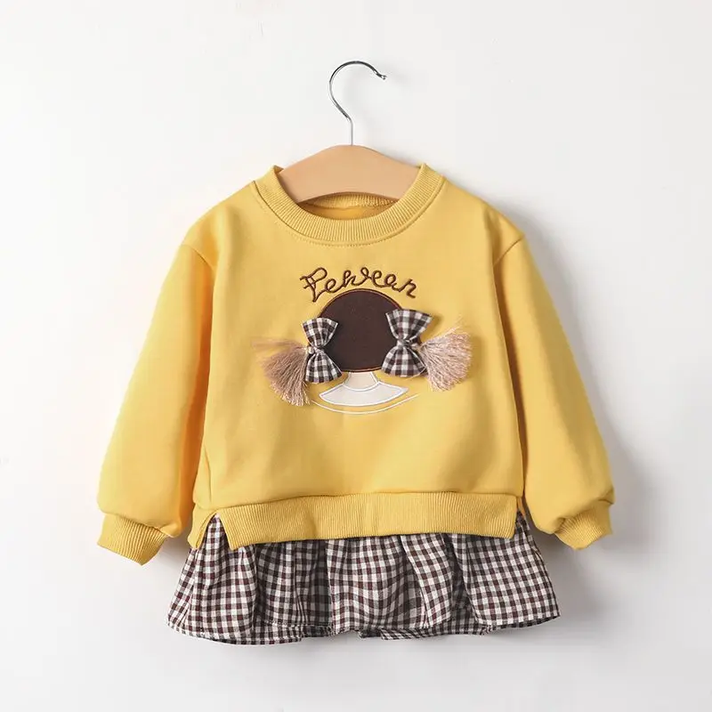 Children's Clothing 2023 Spring and Autumn New Trend Printing Fashion Round Neck Long Sleeve Simplicity Solid Color Pullover