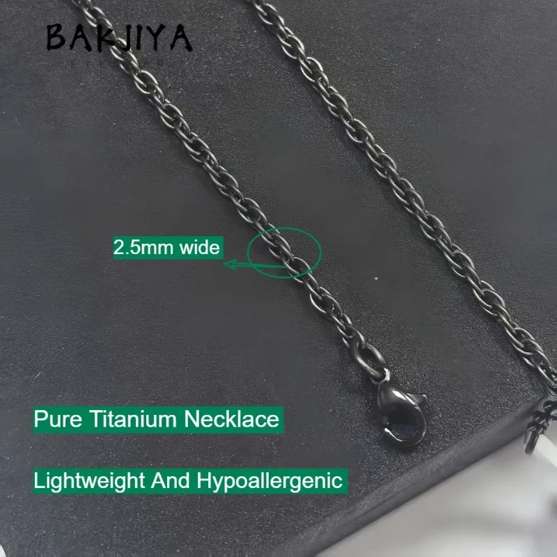

2.5mm Pure Titanium Necklace, Lightweight Hypoallergenic Twisted Chain Men and Women Necklace Gift, Gun/Gold/Gray Silver Color
