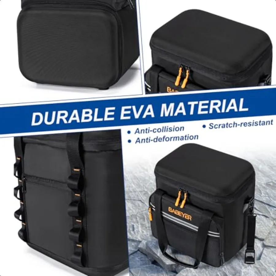 حقيبة تبريد ناعمة مع عبوتين ثلج، مبرد قابل للطي للسفر مع حزام كتف قابل للتعديل، سعة كبيرة، عزل مانع للتسرب