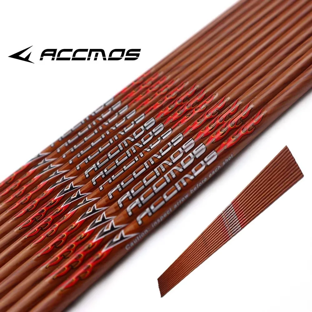 ACCMOS ID4.2/6.2 Wood Grain Pure Carbon Arrow Shaft Length 32in for Archery Shooting Hunting Training accessories ﻿