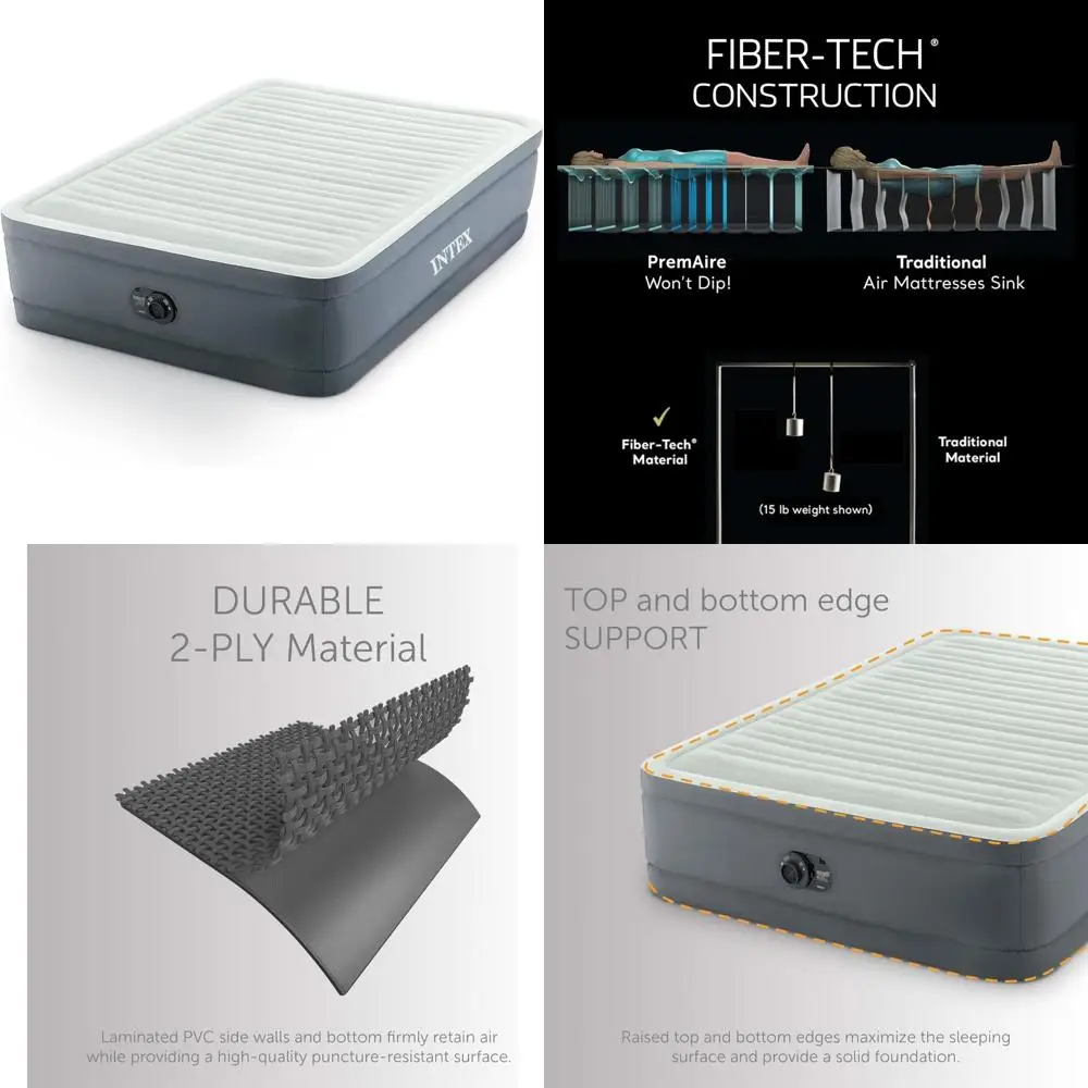 Elevated Dura Beam Fiber-Tech Home Air Mattress Bed with Electric Pump, Full Size, Long-lasting Comfort