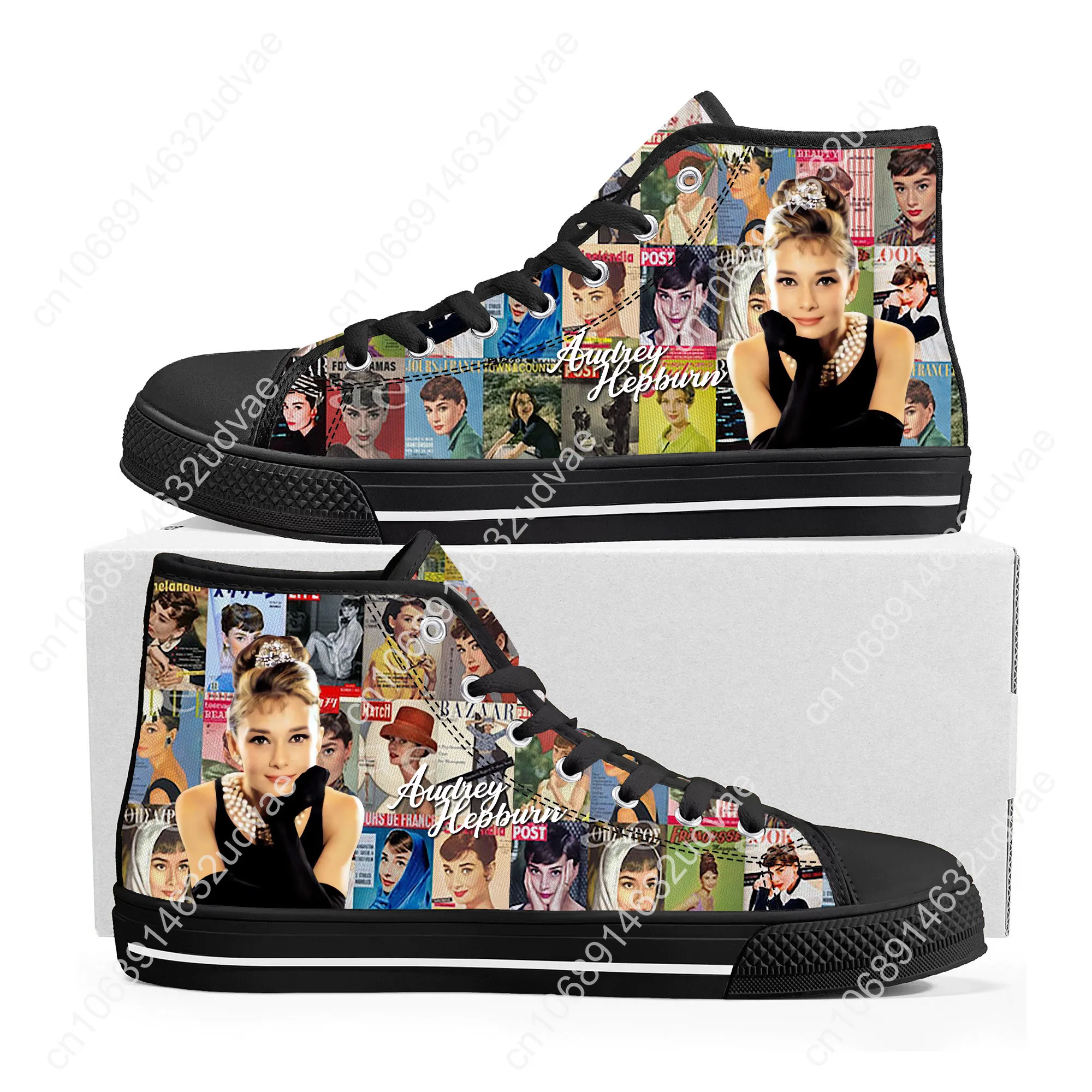 Audrey Hepburn actress High Top Sneakers Mens Womens Teenager Lightweight Canvas Sneaker Ghana Hiking Casual Custom Shoes