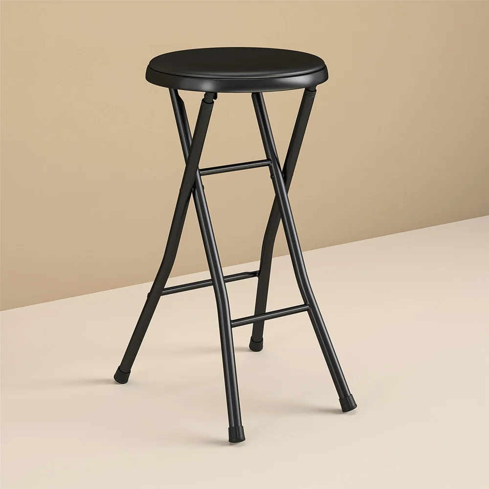 Folding Metal Stool Lightweight Portable Compact Seating Slip-Resistant Padded Chair Indoor Use Easy Storage Great Events image 2
