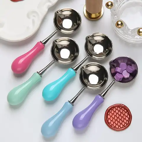 내열성 씰링 왁스 스푼 빈티지 왁스 인감 스탬프 스푼 Diy 공예 봉투 씰링 웨딩 파티 초대장 세트