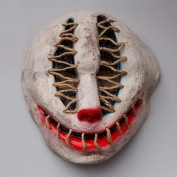 Horror Halloween Joker Skull Mask Cosplay Scary Demon Killer Sisal Rope Clown Half Face Latex Helmet Purim Party Costume Props