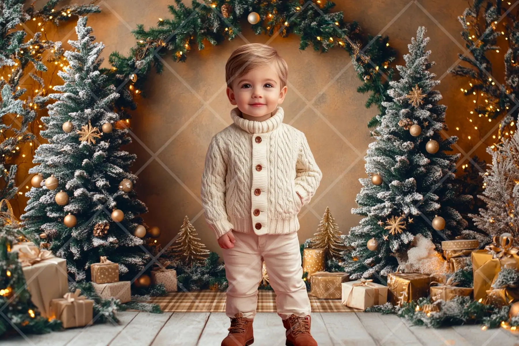 Mehofond Photography Background Elegant Christmas Arch Wreath Gifts Xmas Tree Kids Family Portrait Decor Backdrop Photo Studio