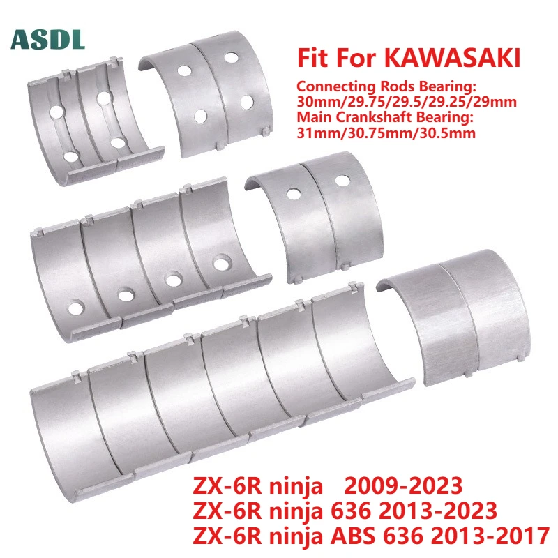 For Kawasaki ZX-6R ZX6R ZX 6R 2009-2023 ZX-636 2013-2023 Motorcycle Engine STD +25 +50 Connecting Rod & Crankshaft Main Bearing