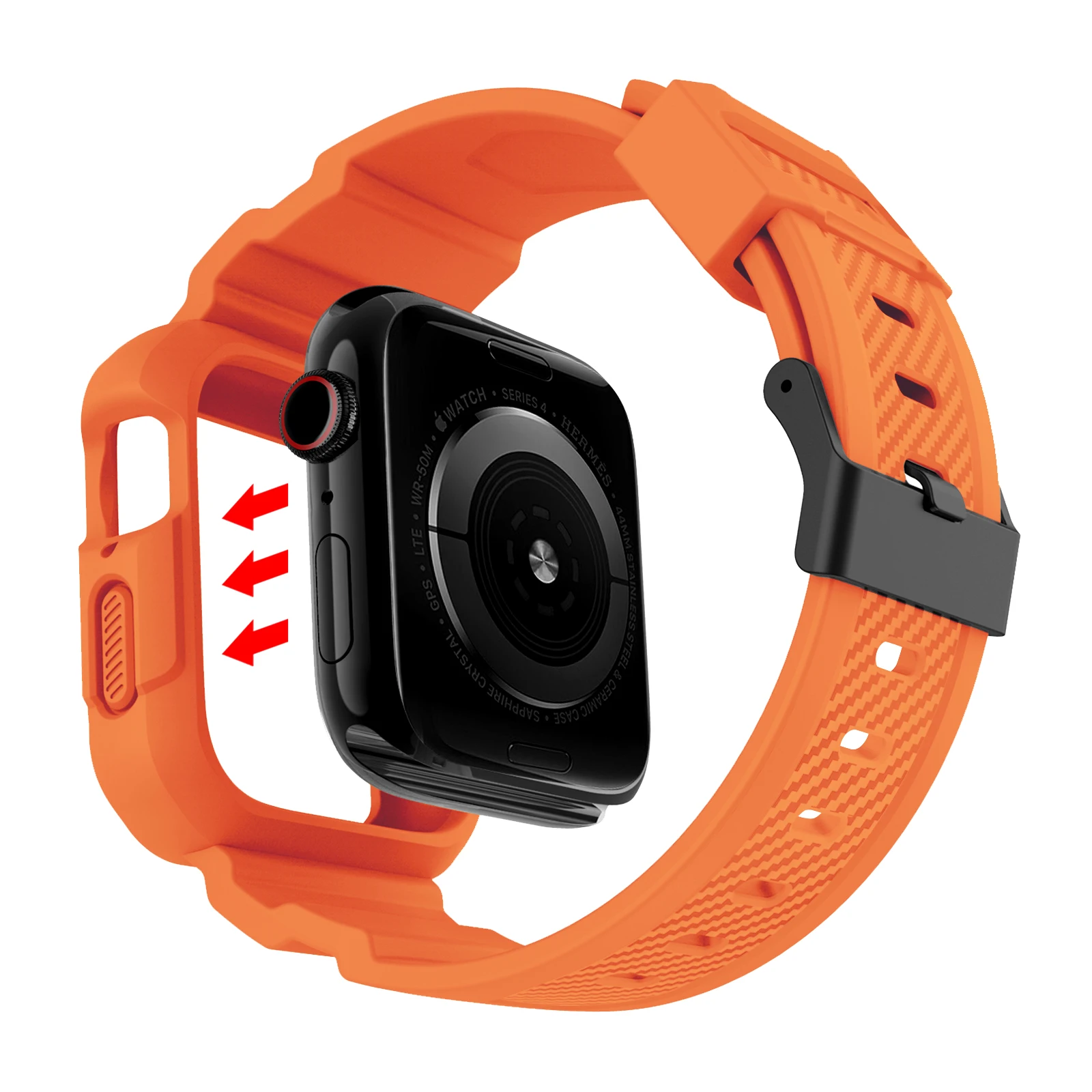 Orange Rugged Armor 45mm 44mm 42mm watch strap for Apple Watch Band Strap with Case for Iwatch 41mm 40mm 38mm Series 7 6 SE 5 4