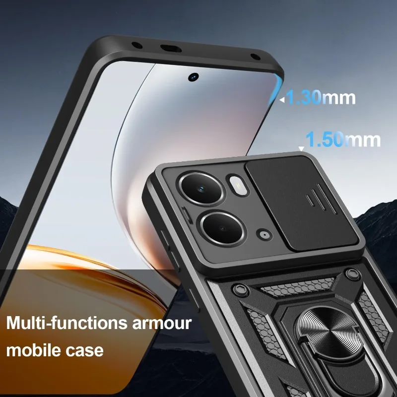 حافظة لهاتف Realme 14 5G غطاء كاميرا منزلق للهاتف عسكري من الدرجة العسكرية لهاتف Realme 14T Fundas