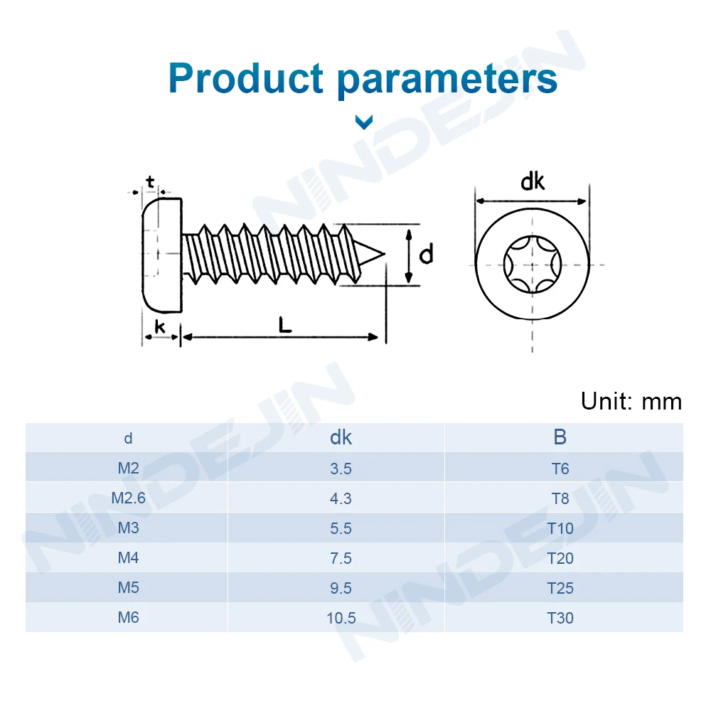 10-50pcs 팬 헤드 Torx 드라이브 셀프 태핑 나사 304 스테인레스 스틸 M2 M3 M3.5 M4 M5 M6 둥근 머리 6 로브 스타 태핑 나사
