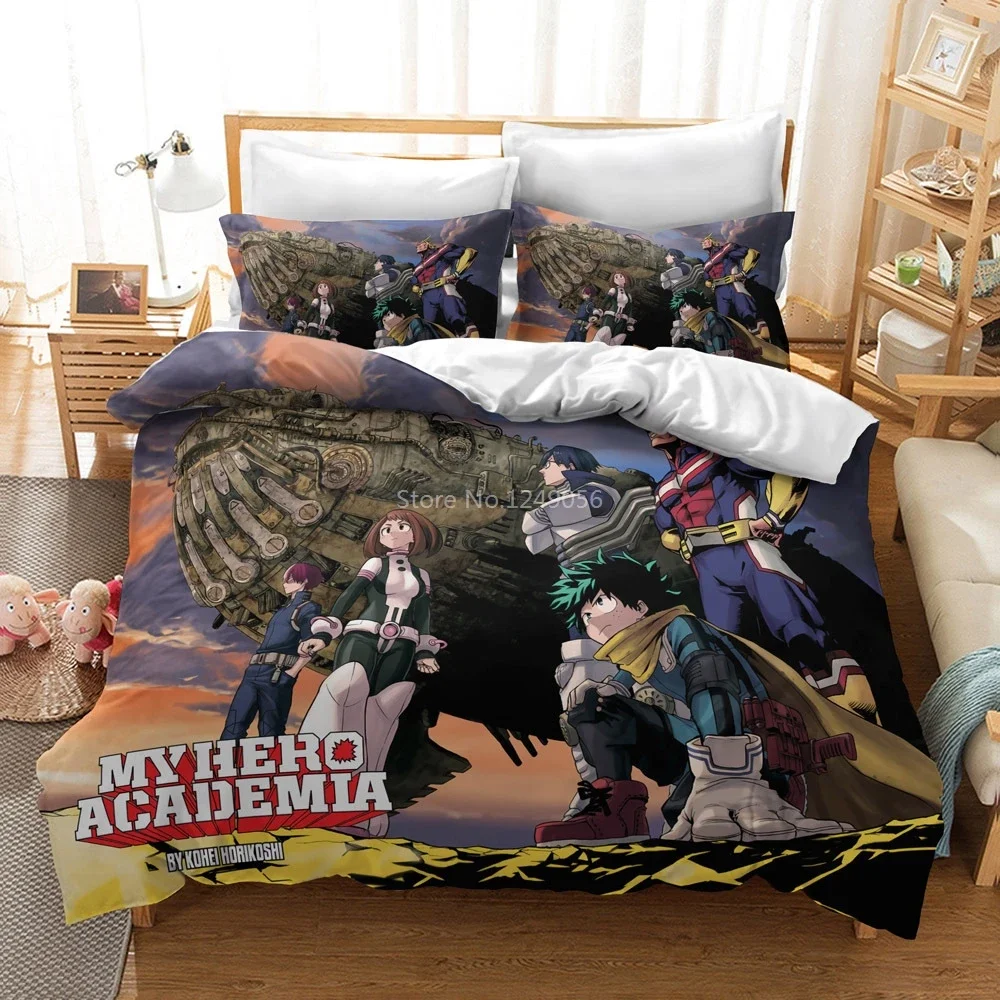 Cartoon My Hero Academia Bedding Set Printed Midoriya Izuku Duvet Cover Set with Pillowcase Home Textile Twin Queen King Size