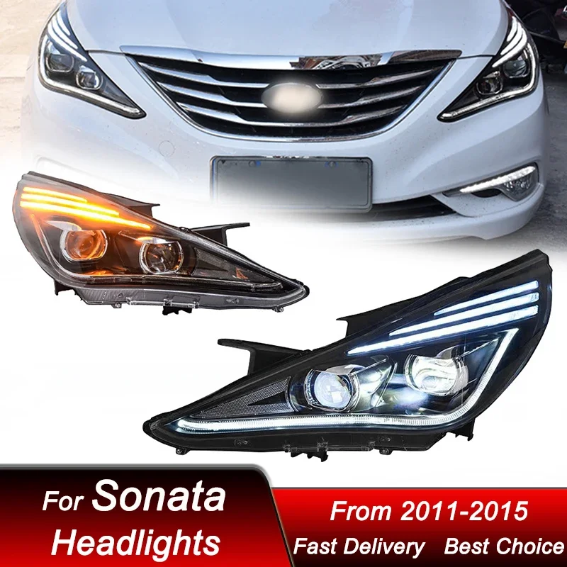 

Pop Car Headlights For Hyundai Sonata 8 2011-2015 new style full led Assembly Upgrade High Configure Projector Lens Accessories