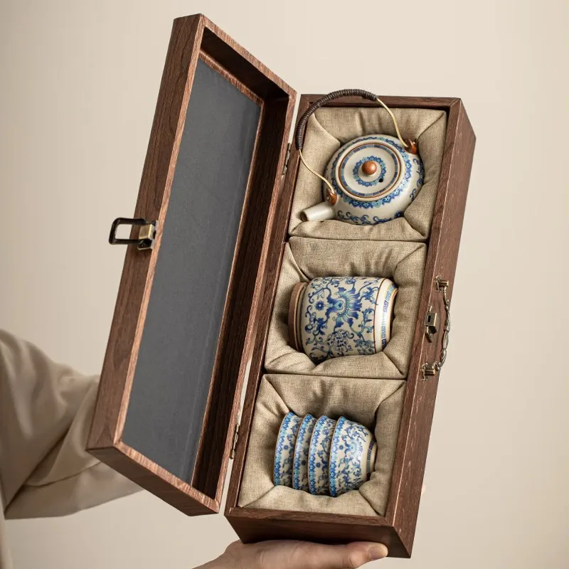Ru Kiln Kung Fu tea set, complete set, with souvenir gifts, Father's Day gifts