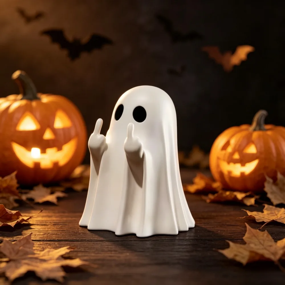 Middle Finger Cute Ghost Halloween Ghost Ornaments Office Desktop Ornaments Holiday Party Gifts