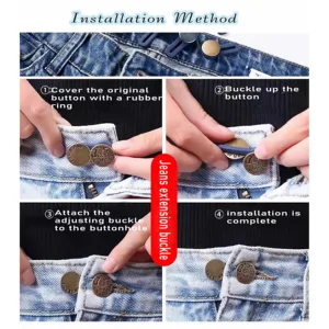 Metal Button Extender for jeans, fixing kit, free sewing, retractable waist buckles, perfect for any pants, 5pcs 6 Main Sales Botoes - №3