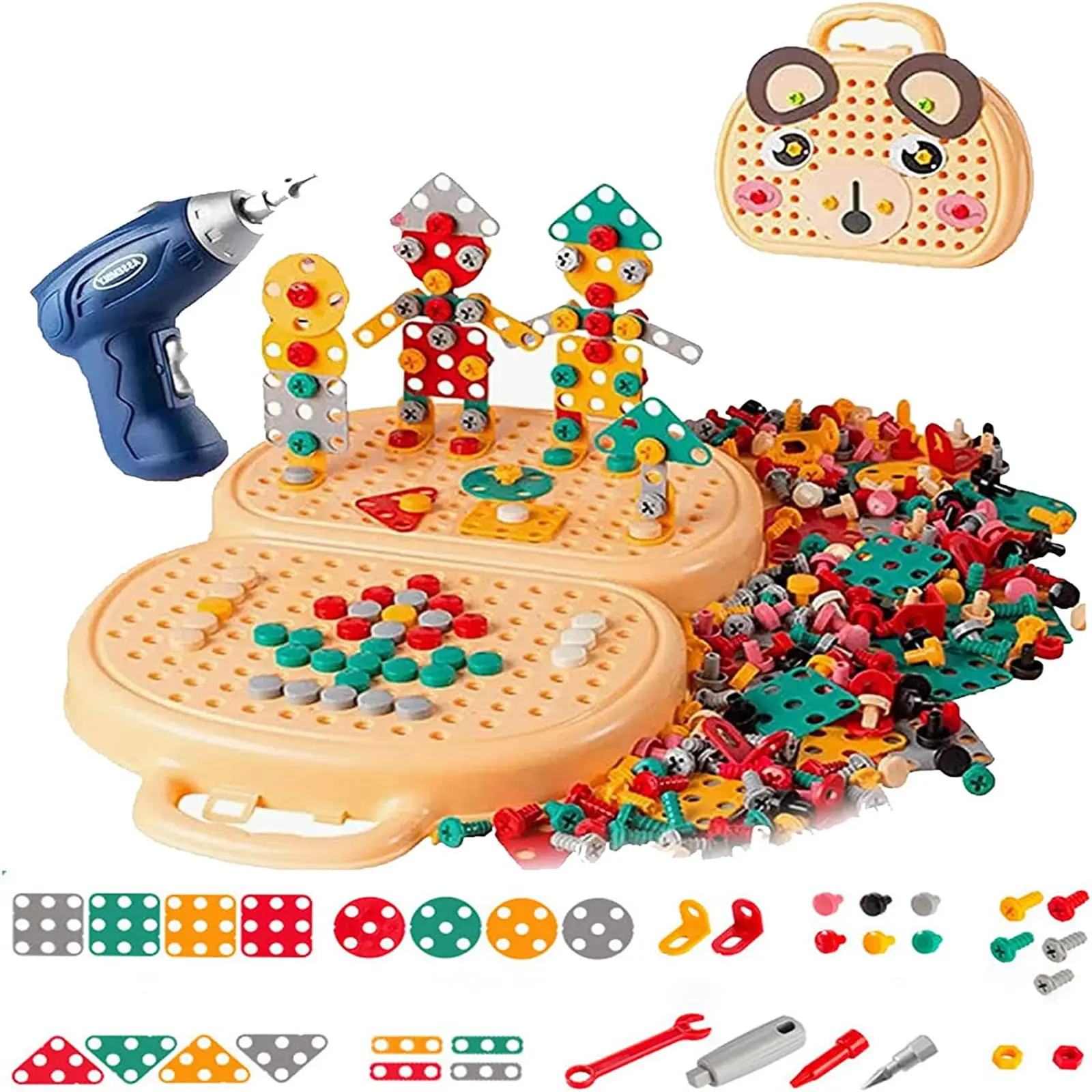 DIY Kids Repair Tool Kit Puzzle Toys Educational Building Toys for Boys Girls Electric Drill Screw Tool Set Pretend Play Toys