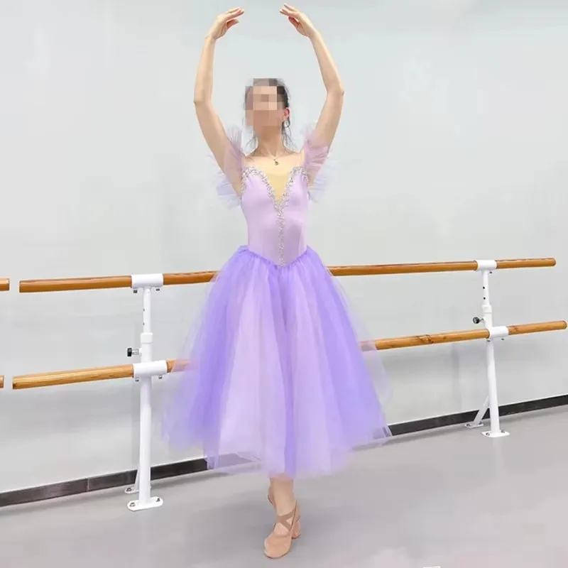 Vestido tutú largo profesional romántico para niños, vestido de Ballet Giselle, azul cielo, niñas, mujeres y adultos, bailarina de baile