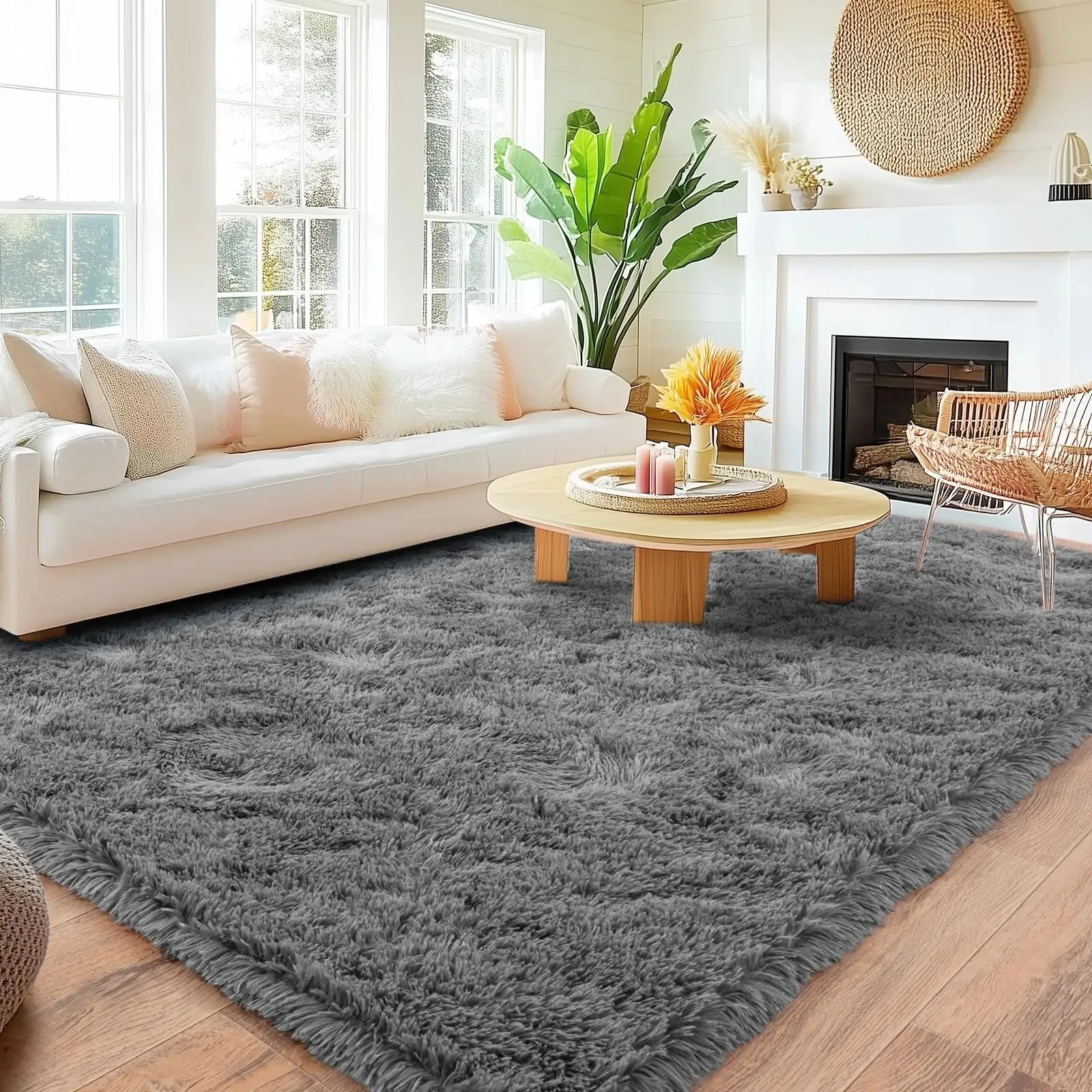 VIKAMA Modern And Simple Living Room Area Carpet, Soft And Fluffy Children's Room Mat, Bedroom Bedside Rug, Home Decoration