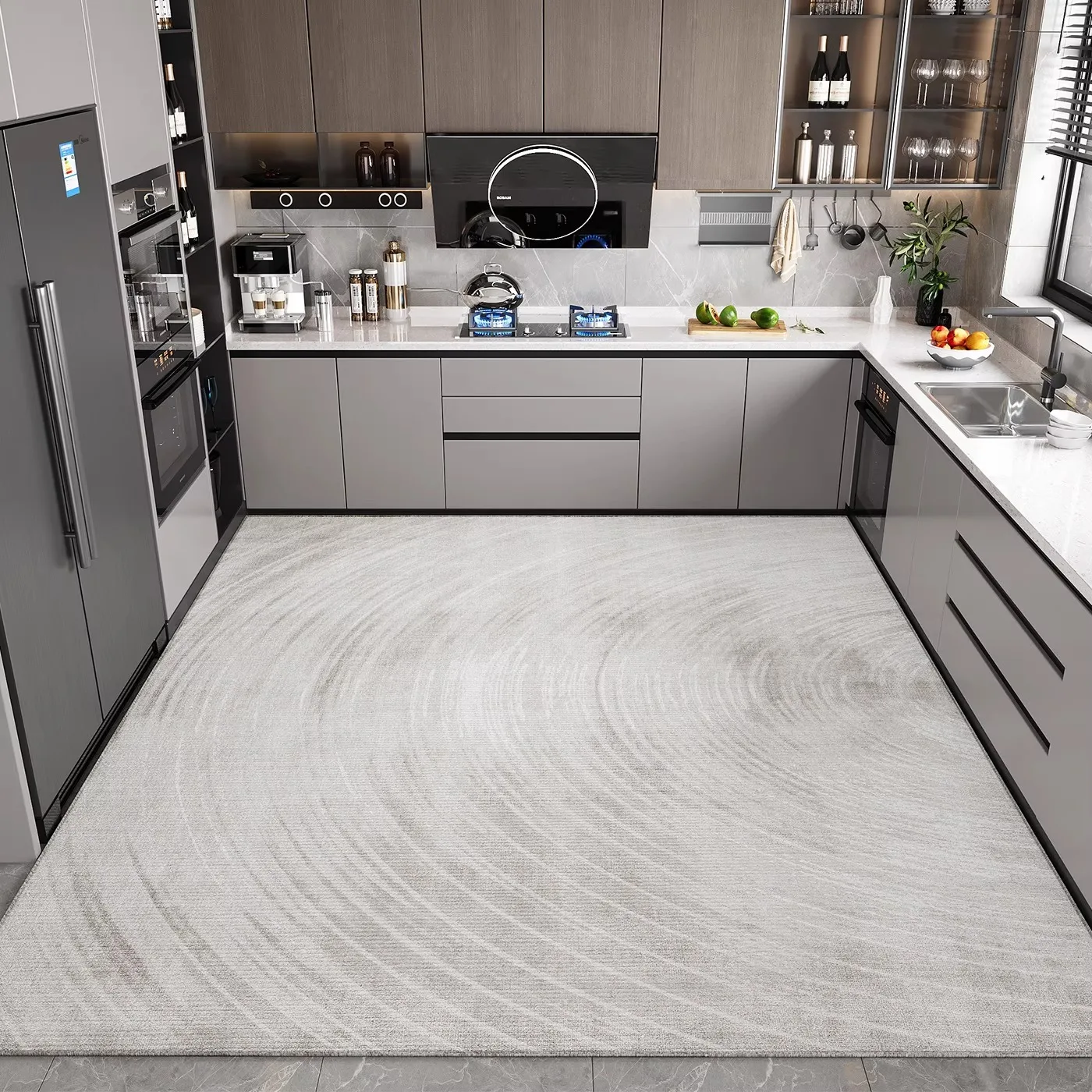Kitchen Floor Mat Waterproof Non-slip Oil-proof PVC Leather Soft Carpet Wipeable Washable Dirt-resistant Balcony Rug Alfombr 양탄자