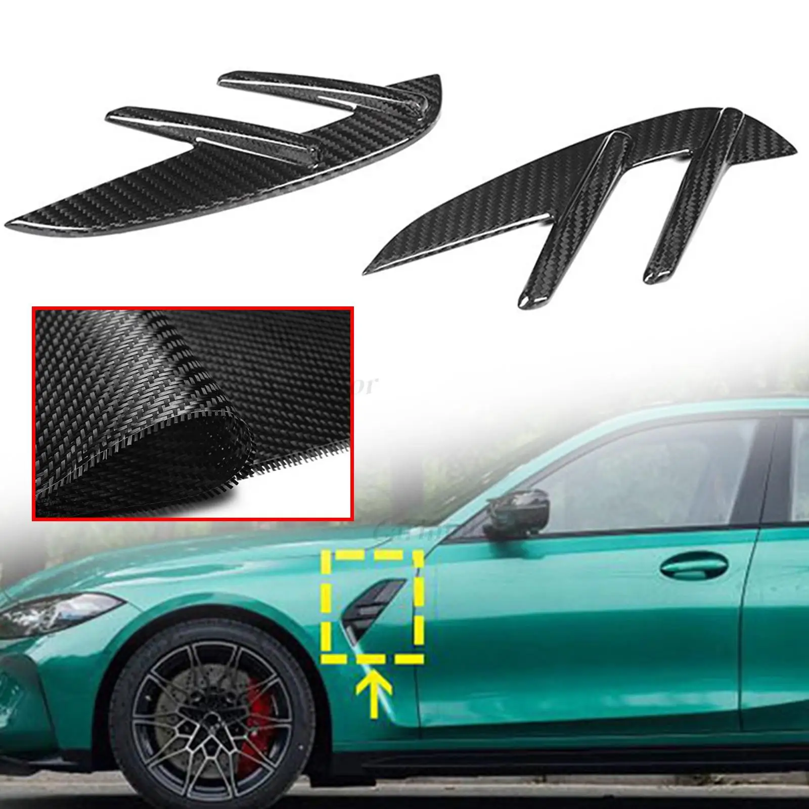 Dry Carbon Side Air Wing Fender Vent Cover For BMW 3 Series G80 M3 G82 G83 M4