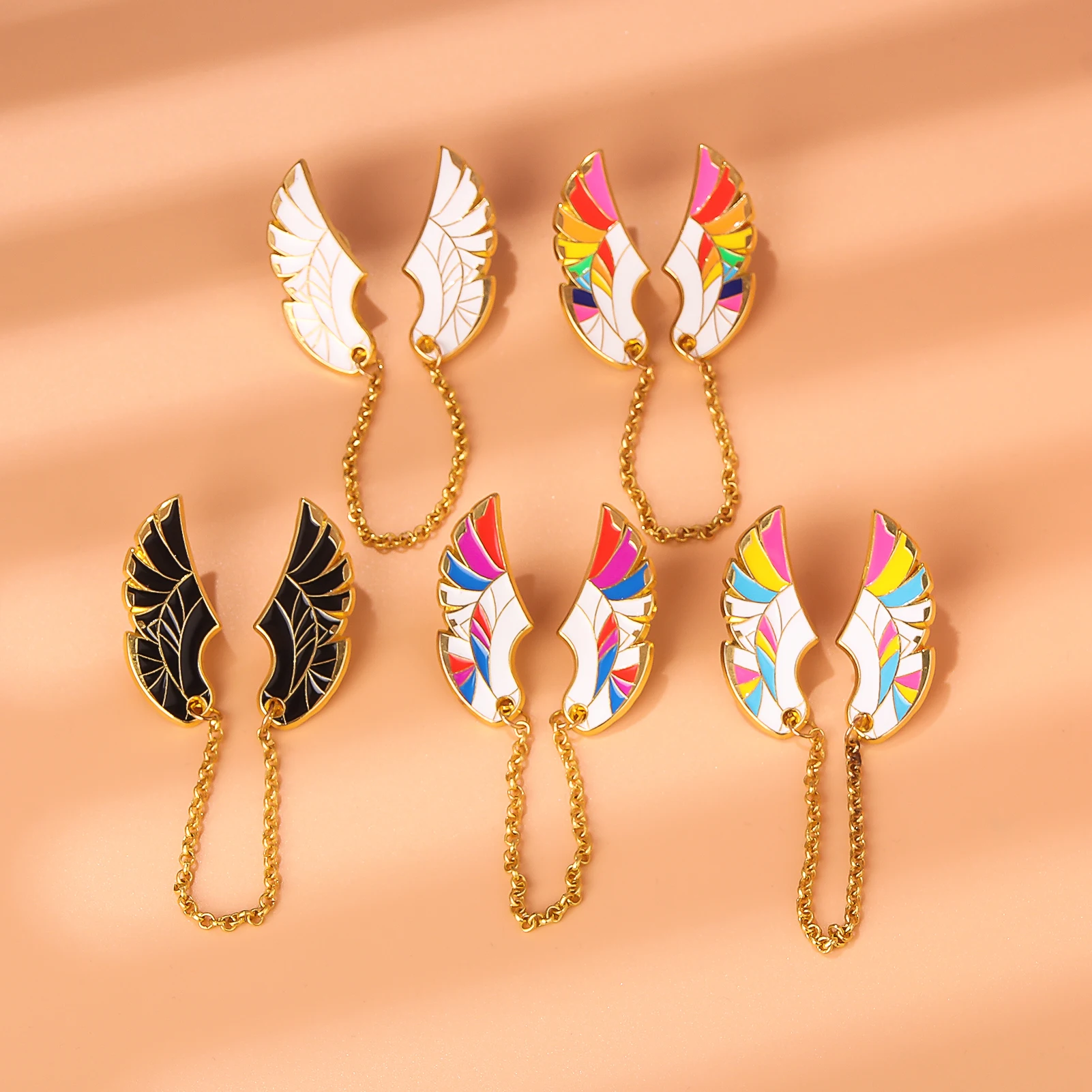 Fashion Butterfly Wings With Chain Collar Pin Brooch Design Sense Angel Wings Decoration For Women Men Suits Charm Jewelry