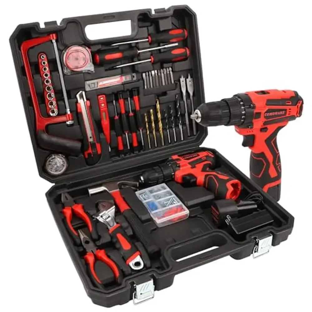 

Household Tool Set 16.8V Cordless Drill Combo Kit 153 Pcs Home Repair Maintenance Basic Hand Tool Box Carry Case