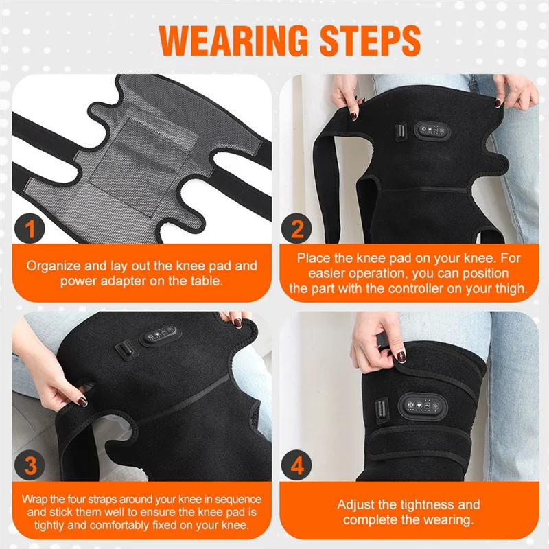 ABVI-وسادات تدليك ساخنة للركبة وظيفة الاحترار مع 4 محركات تصميم تسخين ممتد مدلك قبعة الرضفة