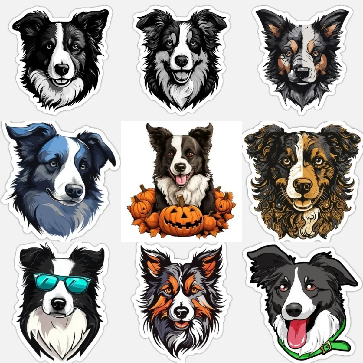 

Color Border Collie Dog Creative PVC Waterproof Stickers Accessories for Decorate Car Wall Van Truck Bicycle Motorcycle Off-road
