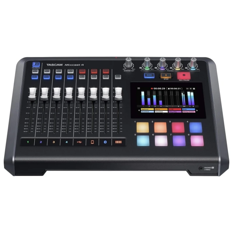 TASCAM MIXCAST 4 Podcast Station with built-in Recorder / USB Audio Interface for live streaming, event production or voice over