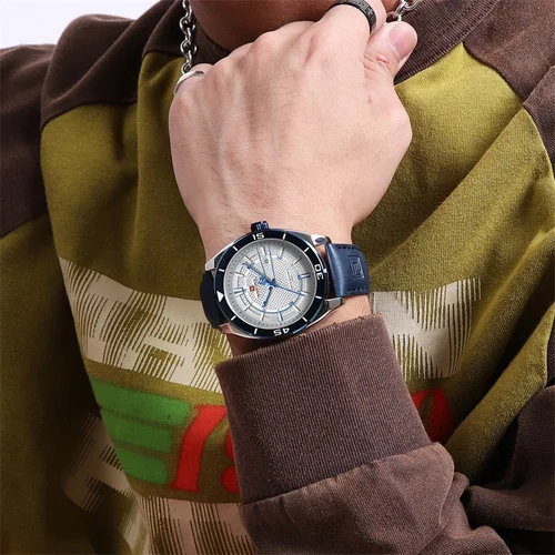 Imagen 2 del producto NAVIFORCE, nueva moda, relojes luminosos resistentes al agua para hombres, correa de cuero, relojes de pulsera deportivos militares, reloj Masculino 2023