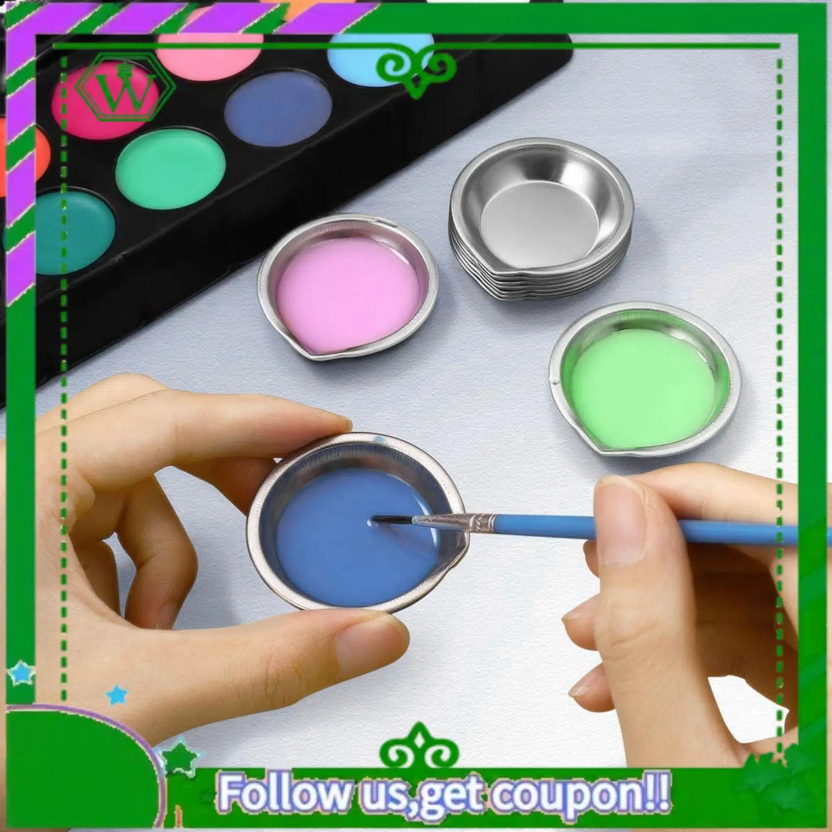 Reliable-12Pcs Makeup Palette Stainless Steel Small Round Paint Tray Artist Watercolours Paint Mixing Palette Tray For Artist
