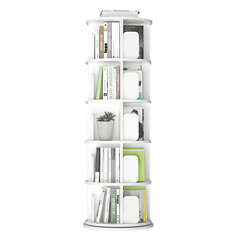 

Rotating 360 degree bookshelf DIY floor simple shelf, bedroom living room space saving storage bookcase