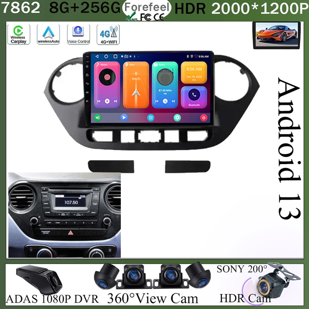 

Android 13 Auto Radio Stereo For Hyundai Grand I10 2013-2016 Head Unit Car Multimedia Video Player Navigation GPS 5G BT NO 2DIN