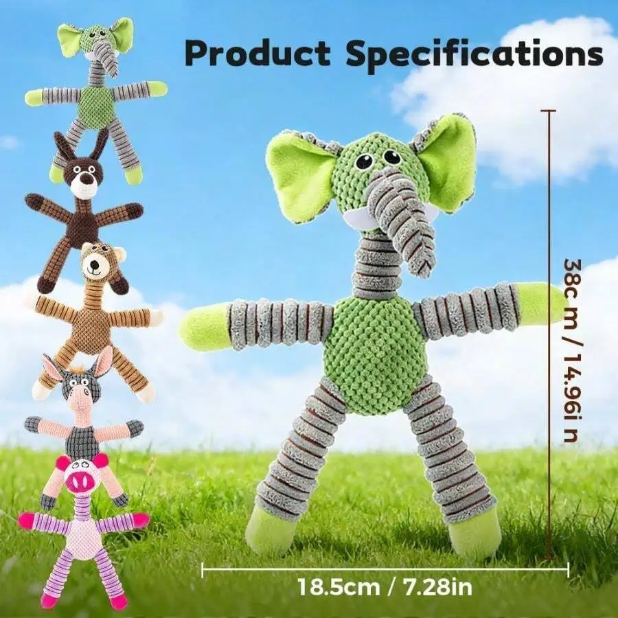 

Indestructible Plush Dog Toy For Aggressive Chewers Squeaky Interactive Chew Toy For Small Medium Large Dogs