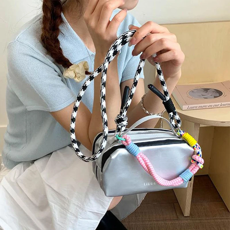 

Colorful Rope Fashion Brand Designer Bags Contrasting Color Handbag Casual Single Shoulder Crossbody Bag Multi-layer Square Bags