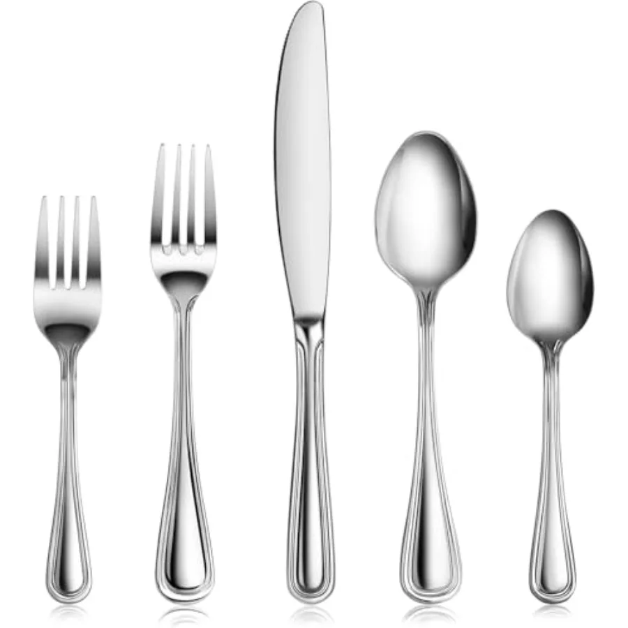 

Slimline Pattern 18/0 Stainless Steel Flatware Set 60-Piece Silver Durable and Elegant Dining Utensils for Modern Kitchen