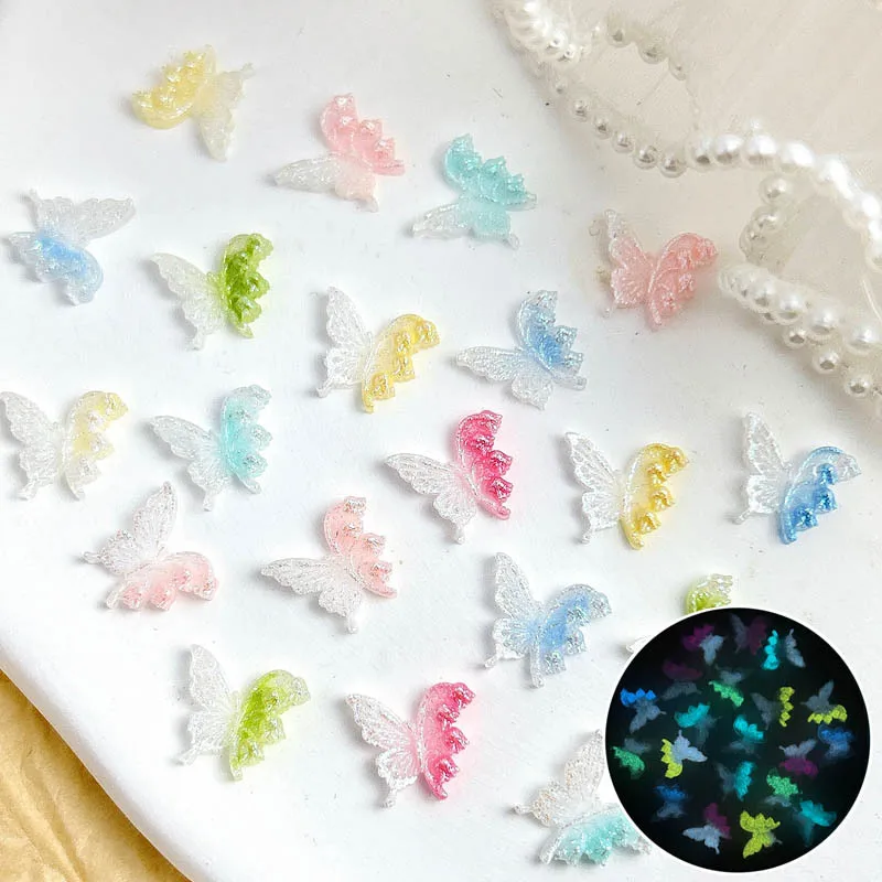 Butterfly Parts Nail Art Decoration Kawaii 3D Elf Butterfly Resin Manicure Charm Rhinestones DIY Nails Tips Figures Girl Gifts